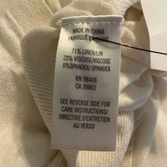 Theory Linen Mix Cardigan Sweater Light Weight Semi-Sheer Ivory - Picture 5 of 7